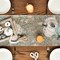 Pumpkins Eucalyptus Leaves Fall Table Runner - 13x72 Inch (Wood-Blue)